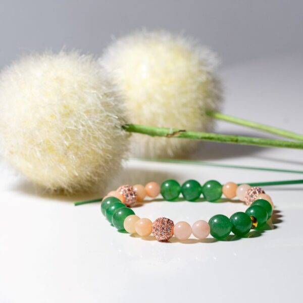 Bracelet pierre semi précieuse aventurine, jade, quartz