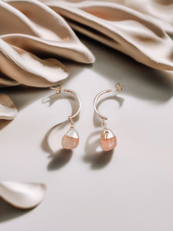 Boucles d'oreilles quartz rose – Image 3