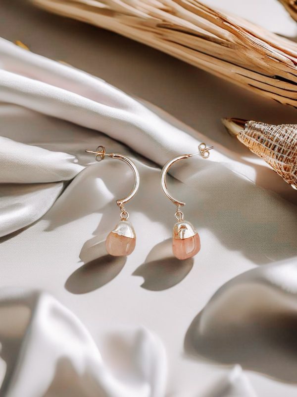 Boucles d'oreilles quartz rose – Image 2